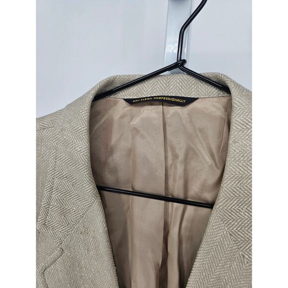 Vintage Kingsridge Godchams Mens 2 Button Suit Blazer Beige Tan - Picture 2 of 5